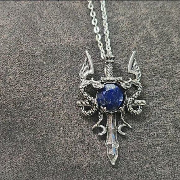 Lapis Lazuli Sword Necklace - Picture 1 of 2
